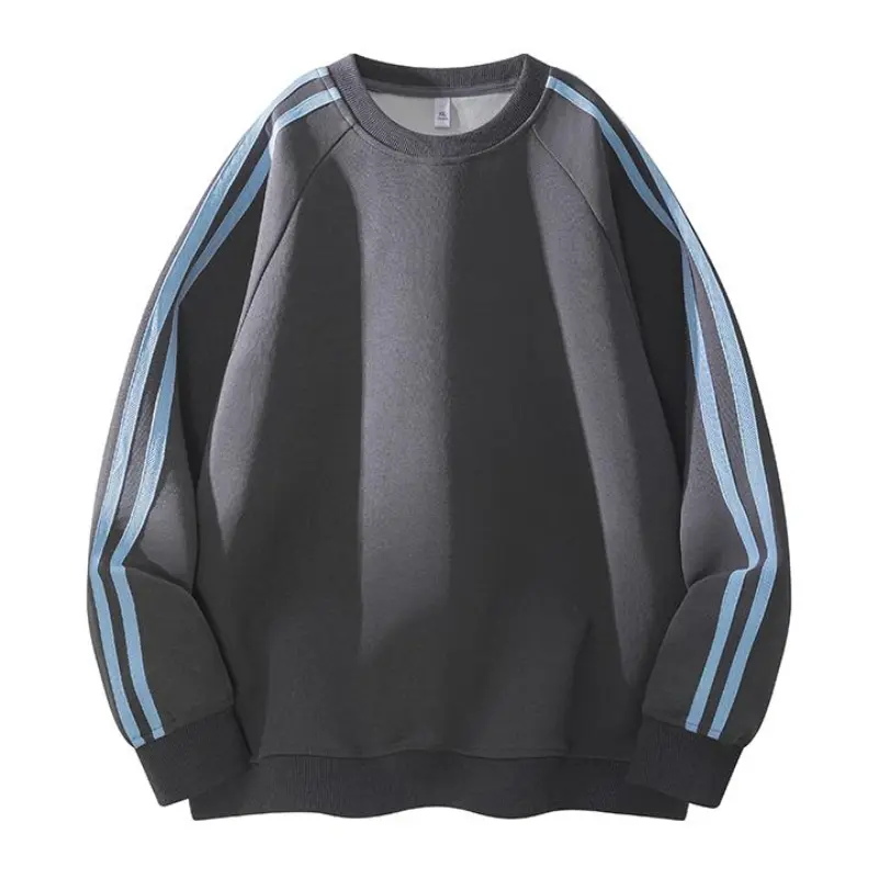 Men Crew Neck Long Sleeve Sweatshirt, Raglan Sleeves With Dual Side Striped Detail, Solid Color Basic Casual Pullover Top For Spring Autumn Daily Outfits, Multiple Colors Available