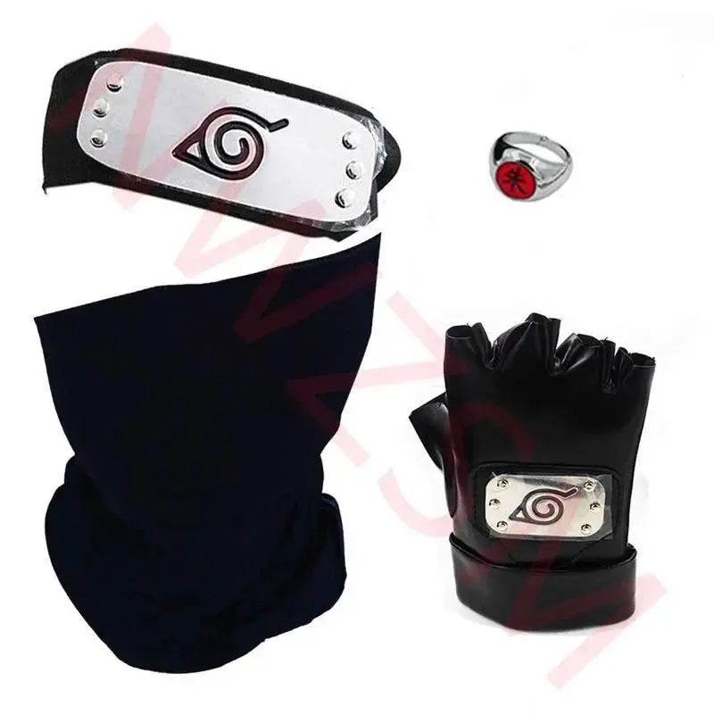 Hatake Kakashi Cosplay Gloves Mask Headband Anime Accessories Kunai Notebook Konohagakurenosato Sign Props