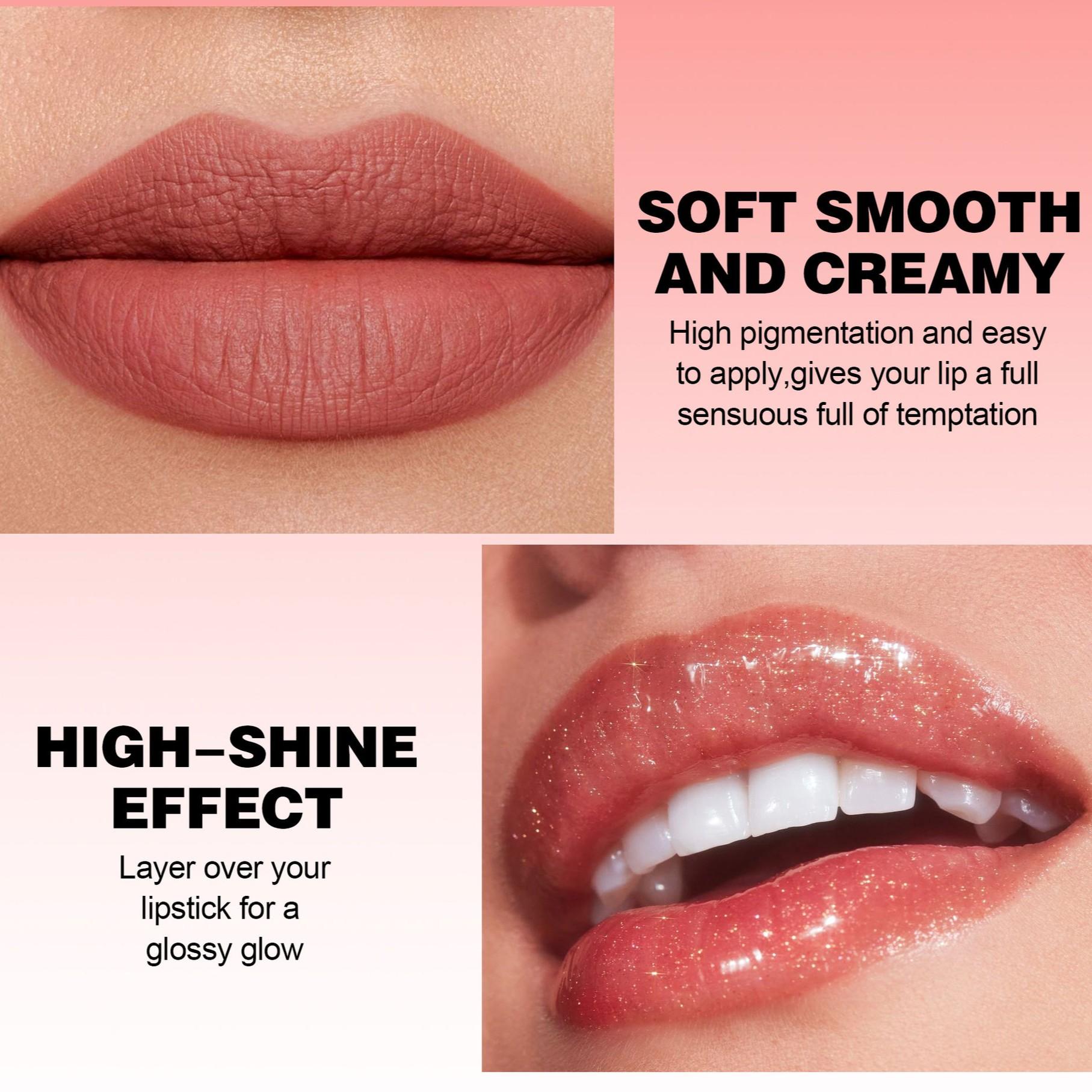 12-Piece Creative Lip Gloss Set, Matte & Shimmer Finish, Waterproof Non-Stick Cup Design, Perfect for Valentine's Day Gift