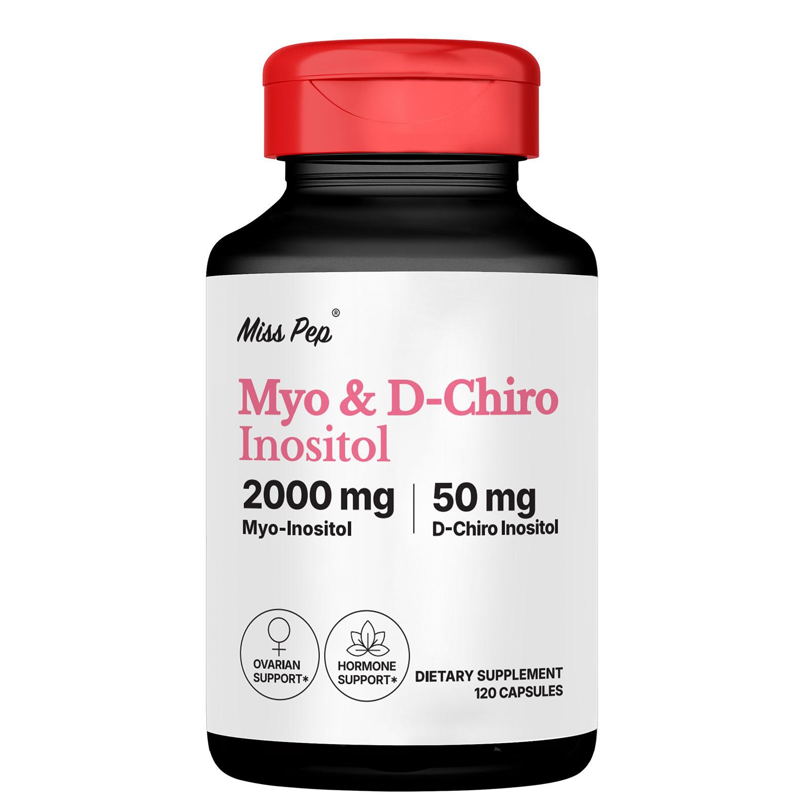 MissPep Women's Inositol Supplement (40:1 Myo & D-Chiro Inositol), 120 Capsules (30-Day Supply) - PCOS Fertility Support, Pelvic Health Specialist Reviewed, Made in USA, Daily Mood Support Vitamins, Wellness