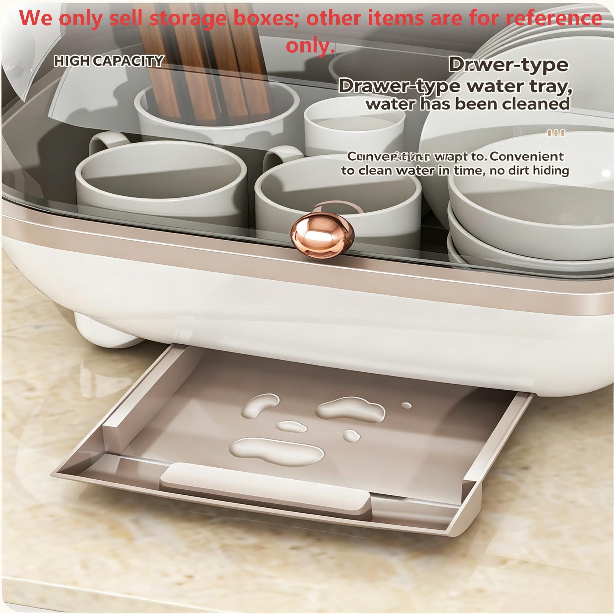Baby Bottle Storage Box with Lid Drain Rack Countertop Organizer Removable Drying Tray Newborn Nursery