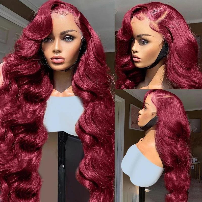 [New in] STERLY #99J Body Wave Wig 200% Density Burgundy 13x6 Full Frontal Human Hair Wigs Natural Black Front Wigs #4 Chocolate Brown Smooth Lace Wig Colored Beginner Friendly Wig #1 Jet Black Pre Plucked Pre Cut Wig