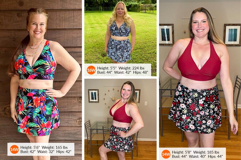 Yonique Women's Plus Size High Waisted Bikini - Two Piece Swimsuit with Skirt Tummy Control Bathing Suit with Pocket