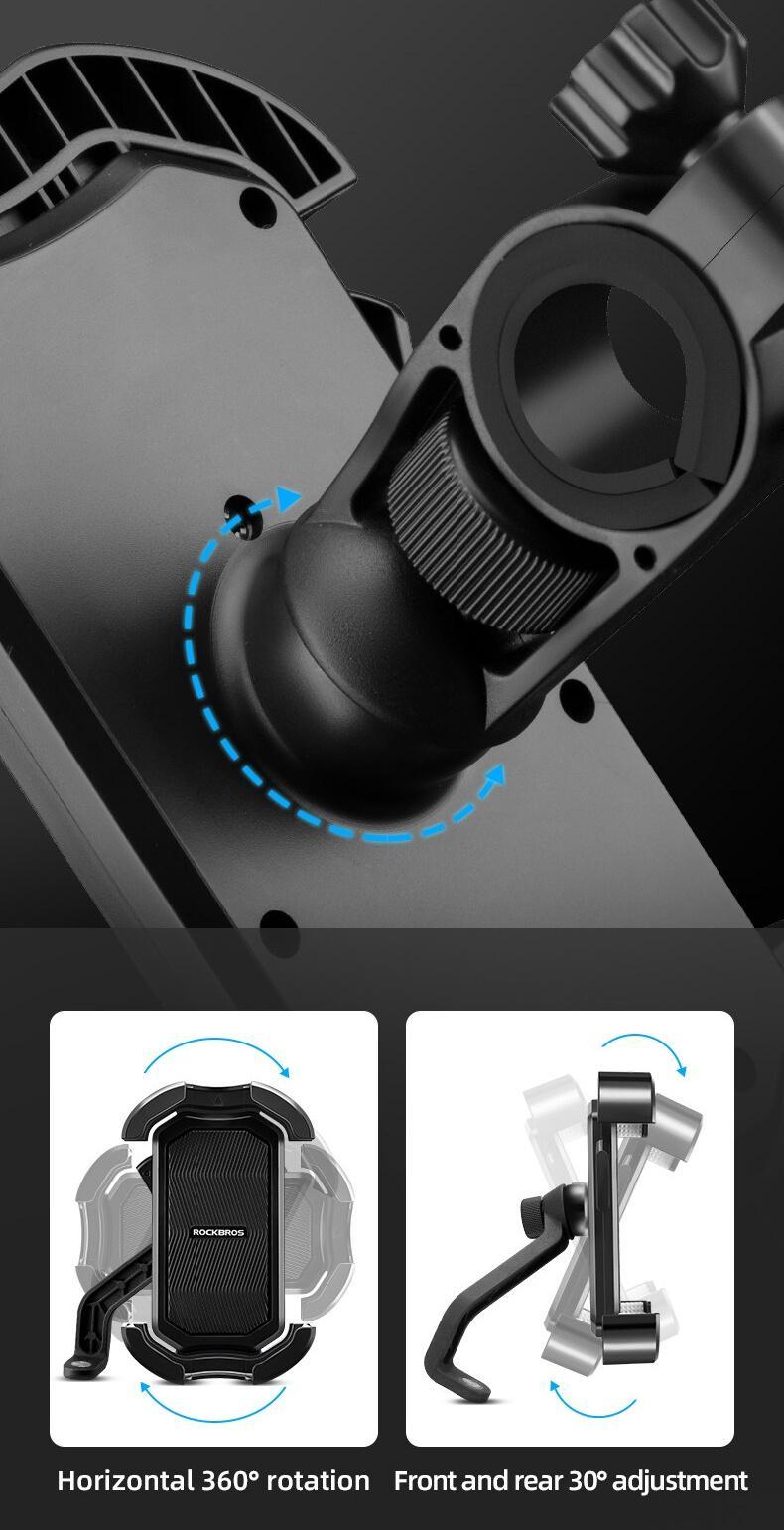 ROCKBROS Bike Phone Holder, Motorcycle Phone Mount with Security Lock, Shockproof Bicycle Phone Mount, Adjustable Phone Holder for Bike, Motorcycle, Scooter, Suitable for 4.7”-6.8” Phone