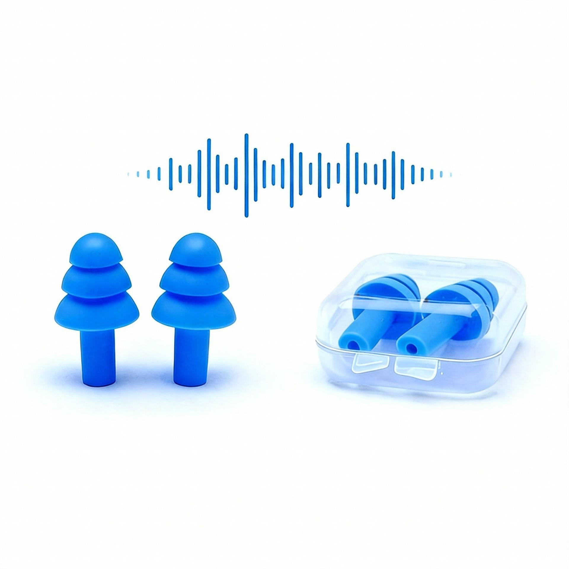 4 Pairs Noise-Reducing Earplugs, Waterproof Silicone Earplugs for Swimming, Soundproof Earplugs for Sleep, Study, Work