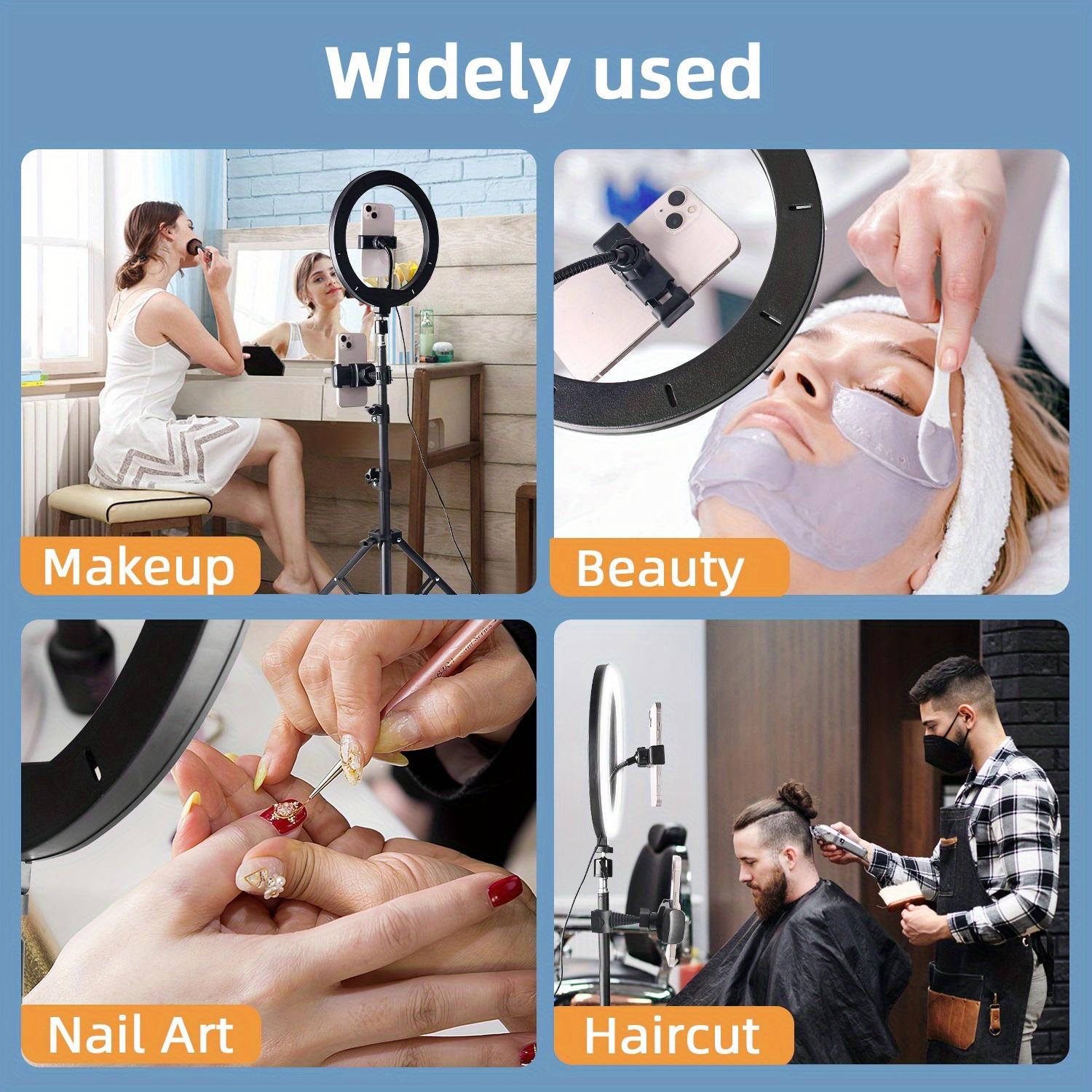 10"Ring Light with Stand,Video Light Tripod for Phone ,with 43.3"Tripod/2 Phone Clips/1 USB Ports,2600K-6500K Color Temperature,for Barber Makeup Tattoo TikTok Video Recording Vlog#springbreak