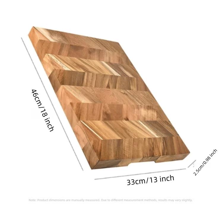 Fishbone Pattern Acacia Wood Cutting Board, Real Wood Kitchen Chopping Block, Home Fruit Slicing Board, Long Rectangle Design