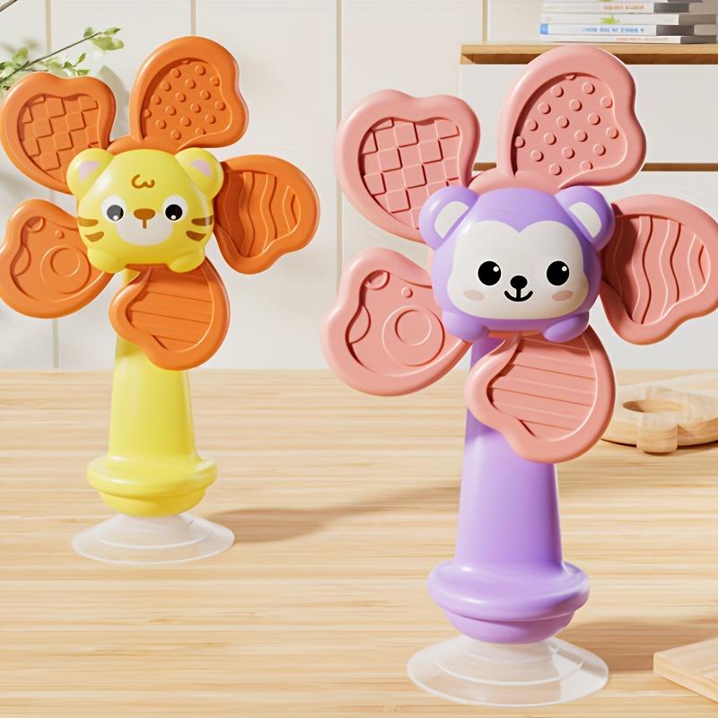 1pc suction cup rotating windmill, with teething ring, promotes motor skills, sensory development teaching aid