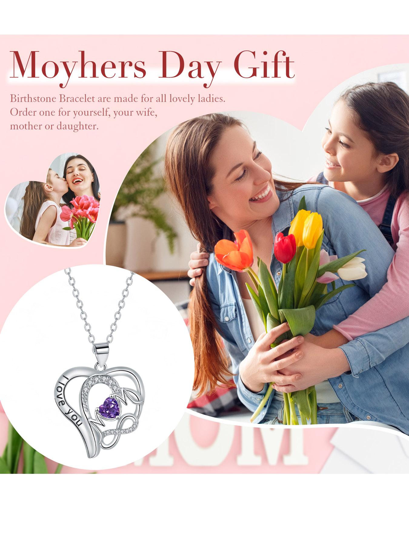 Rose gift box "MOM" heart-shaped letter pendant, engraved L LOVE YOU necklace&exclusive birthday and holiday Christmas gift for mom, Jewelry Gift