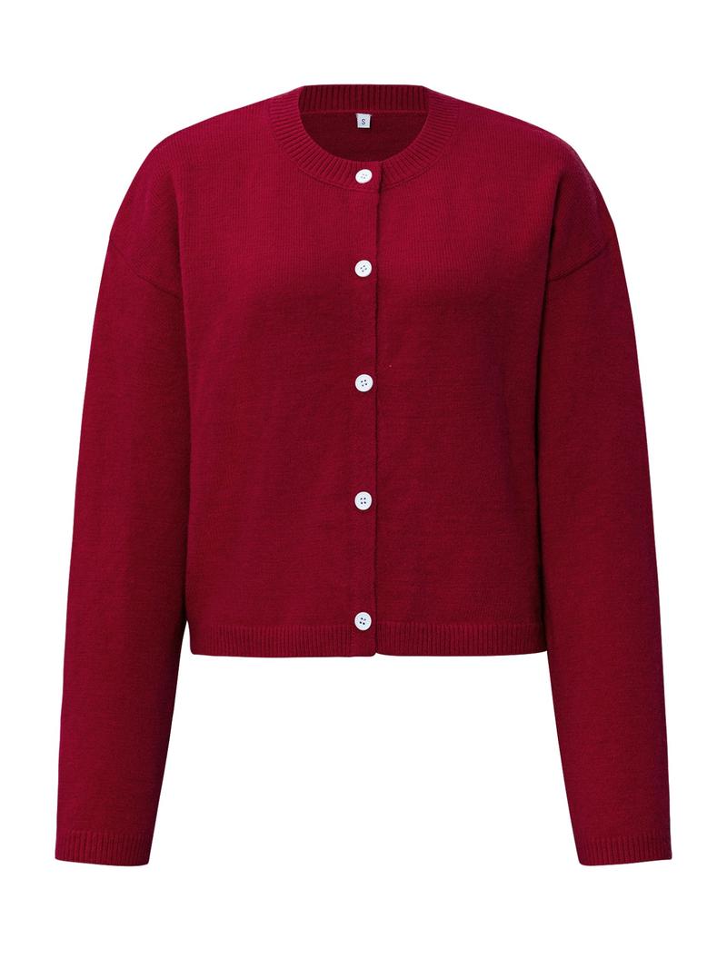 Women's Casual Fitted Sweater Jacket, Knitwear, Plain Knit Outerwear for Fall & Winter, Comfortable Moderate Fabric, Stylish Commute Wear