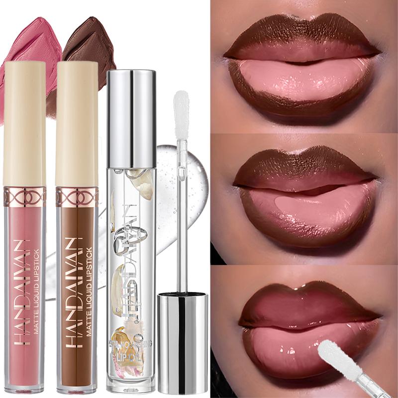 3pcs Matte Lip Gloss, Matte Liquid Lipstick and Lip Oil Set – Waterproof and Long-Lasting with Non-Stick Velvet Finish, Mixed Shades Hydrating Matte Lip Liner and Gloss Combo for Parties, Festivals, Daily Makeup and Daily Wear 3pcs Matte Lip Gloss, Matte Liquid Lipstick and Lip Oil Set – Waterproof and Long-Lasting with Non-Stick Velvet Finish, Mixed Shades Hydrating Matte Lip Liner and Gloss Combo for Parties, Festivals, Daily Makeup and Daily Wear