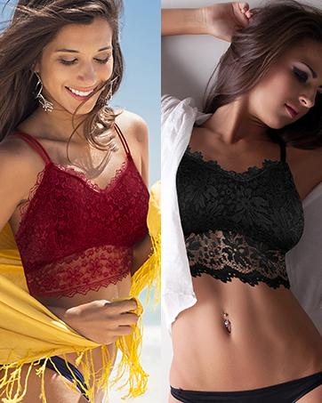HICLOTH  Women 4-Pack Lace Bralettes with Matching Panties – Wireless, Soft, Double-Strap Lingerie Womenswear