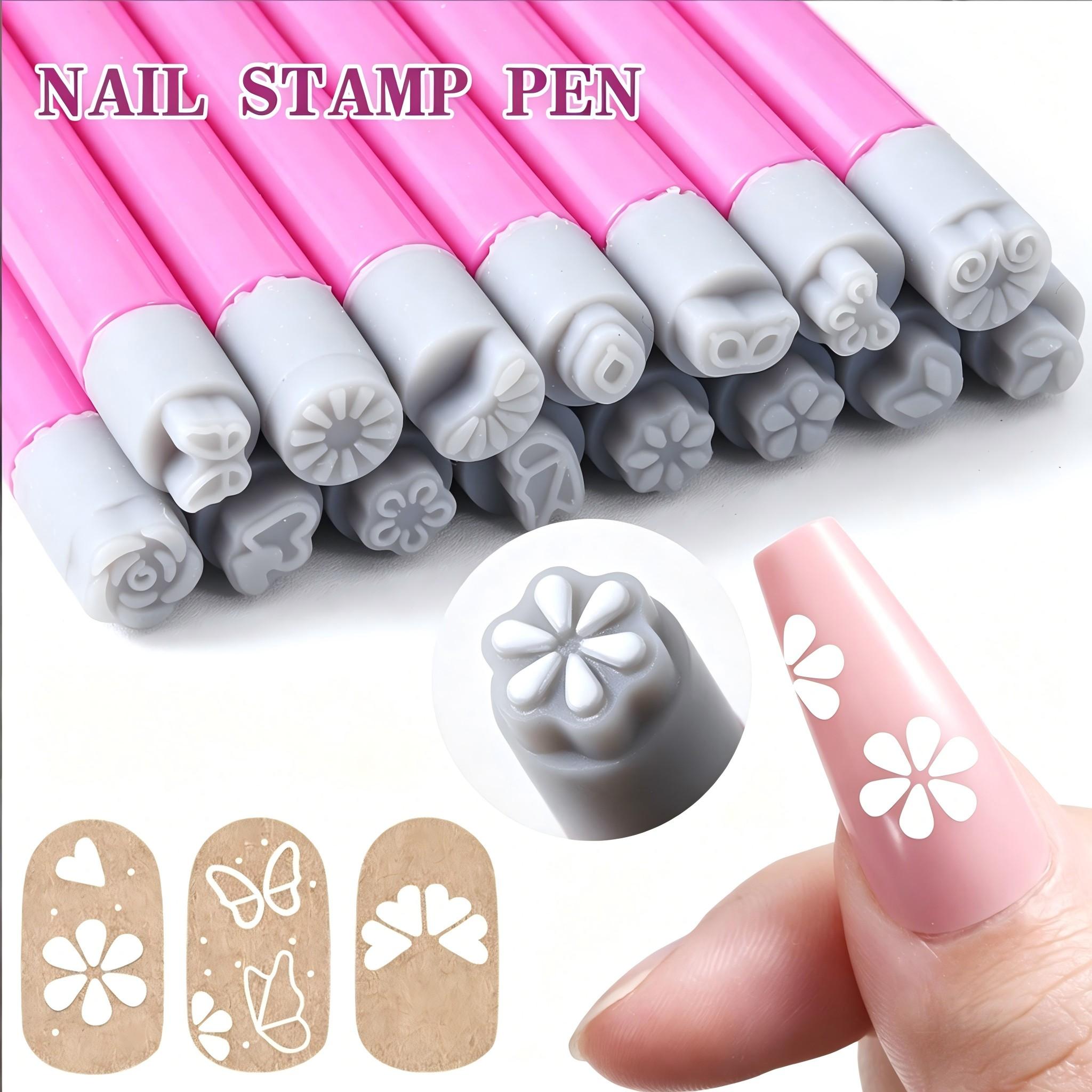 6-pack 15-pack nail stamping pens - multi-color printing pens with rich and unique patterns. Perfect for nail salons. High-saturation, vividly colored stamping pens. Easy to use for beginners. Essential for parties and dates. Fine detailing printing pens