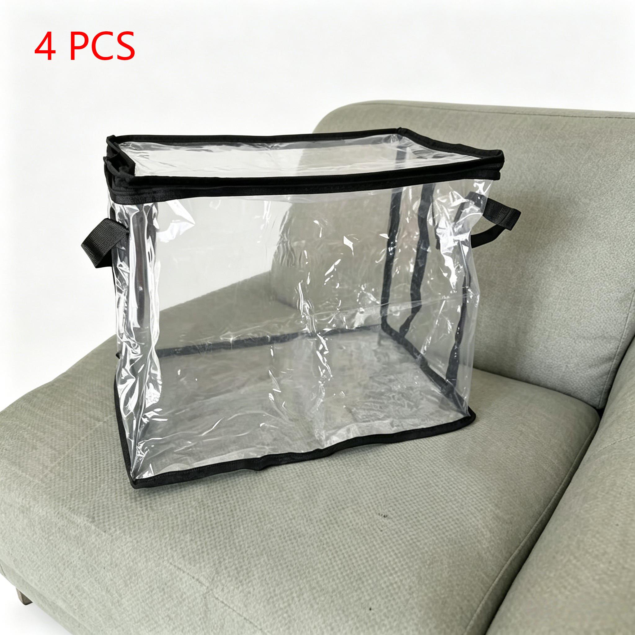 Transparent Storage Box, Thickened PVC Waterproof Dustproof, with Handle, Doll Book Organizer, Doll Storage Container, Multi-Use Bag for Home Camping Moving Garage