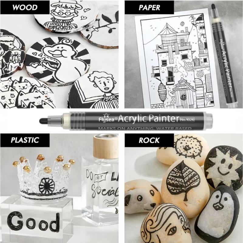 Black White Gold SilveryAcrylic Paint Pens, Acrylic Paint Markers Art Markers Pen 0.7 mm Extra Fine, 3 mm Medium Tip, Waterproof Paint Pens for Rock Painting Ceramic Glass Canvas Mug Metal Wood DIY Supplies Black White Gold SilveryAcrylic Paint Pens, Acrylic Paint Markers Art Markers Pen 0.7 mm Extra Fine, 3 mm Medium Tip, Waterproof Paint Pens for Rock Painting Ceramic Glass Canvas Mug Metal Wood DIY Supplies