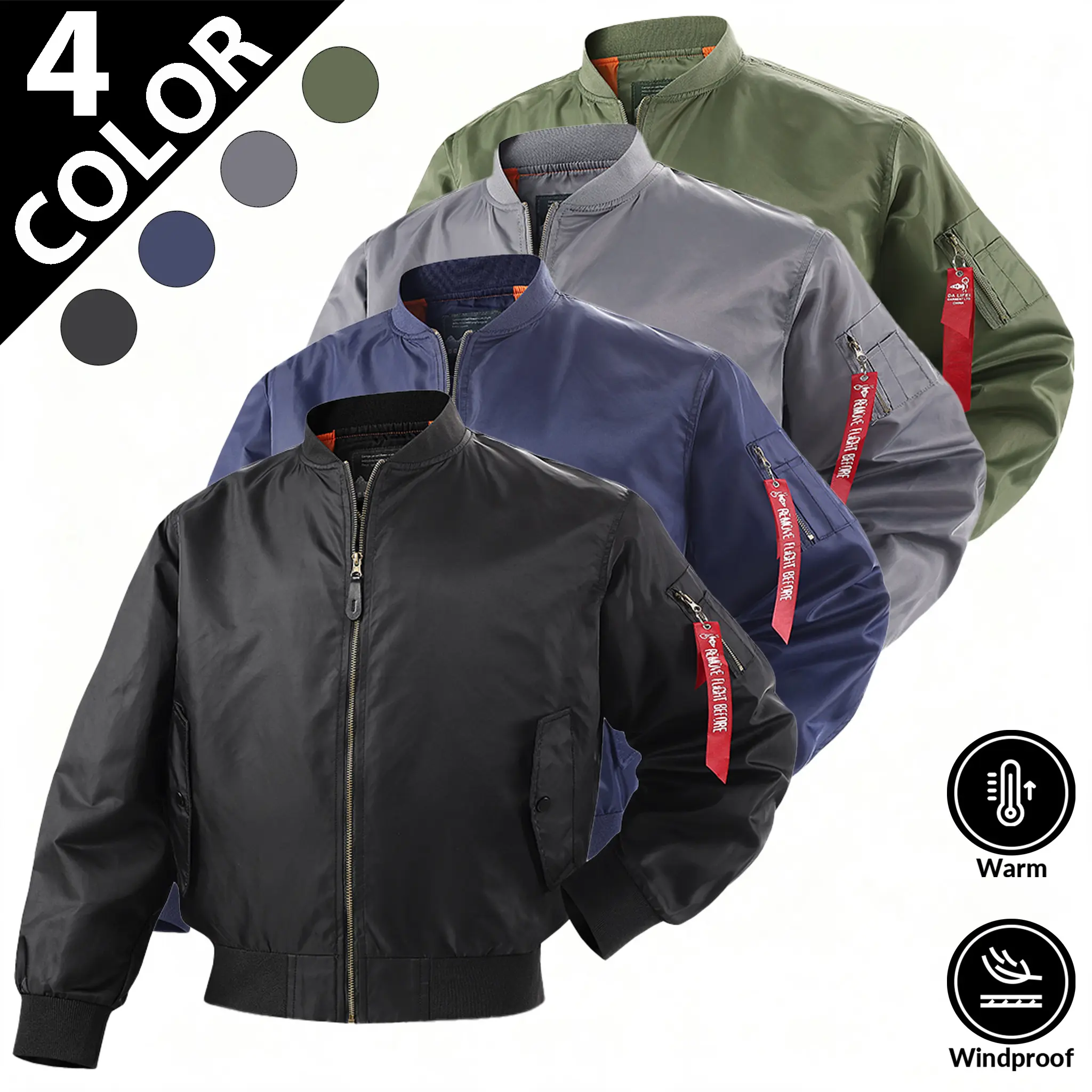 New 2026 men’s air force pilot bomber jacket, a versatile stand-collar loose outerwear suitable for spring and autumn. Inspired by classic military flight uniform design with a streamlined stand collar that effectively blocks wind while presenting a neat