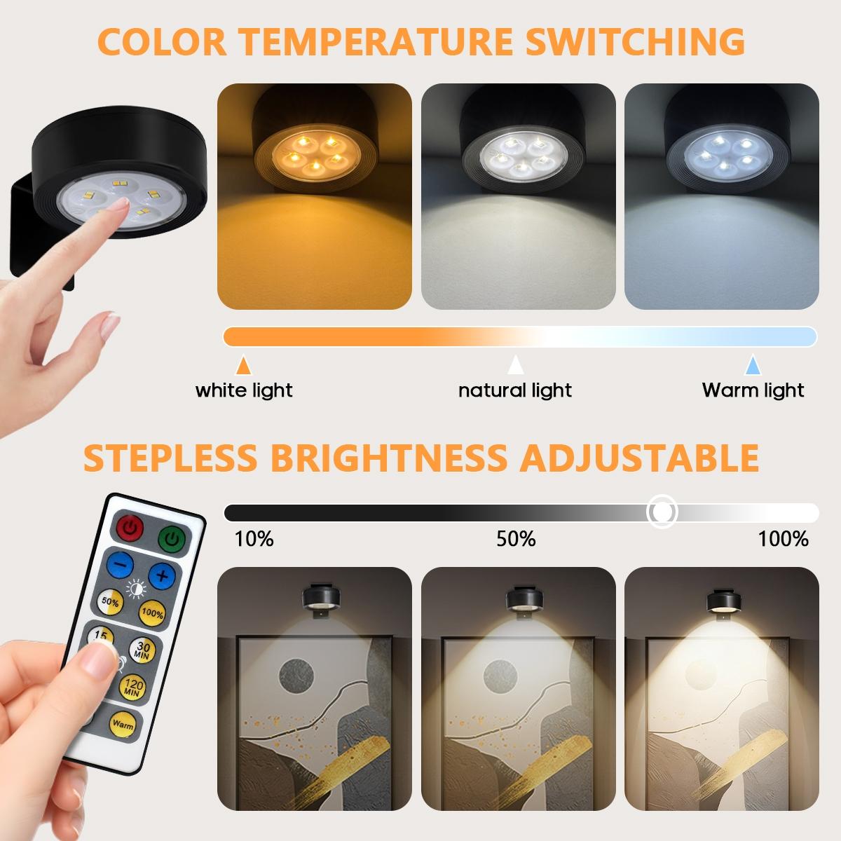 LED Wireless Picture Light with Timer, Adjustable Brightness Art Display Lamp, 3 Lighting Modes for Portraits, Wall Decor, Art Frames, Decorative Lighting