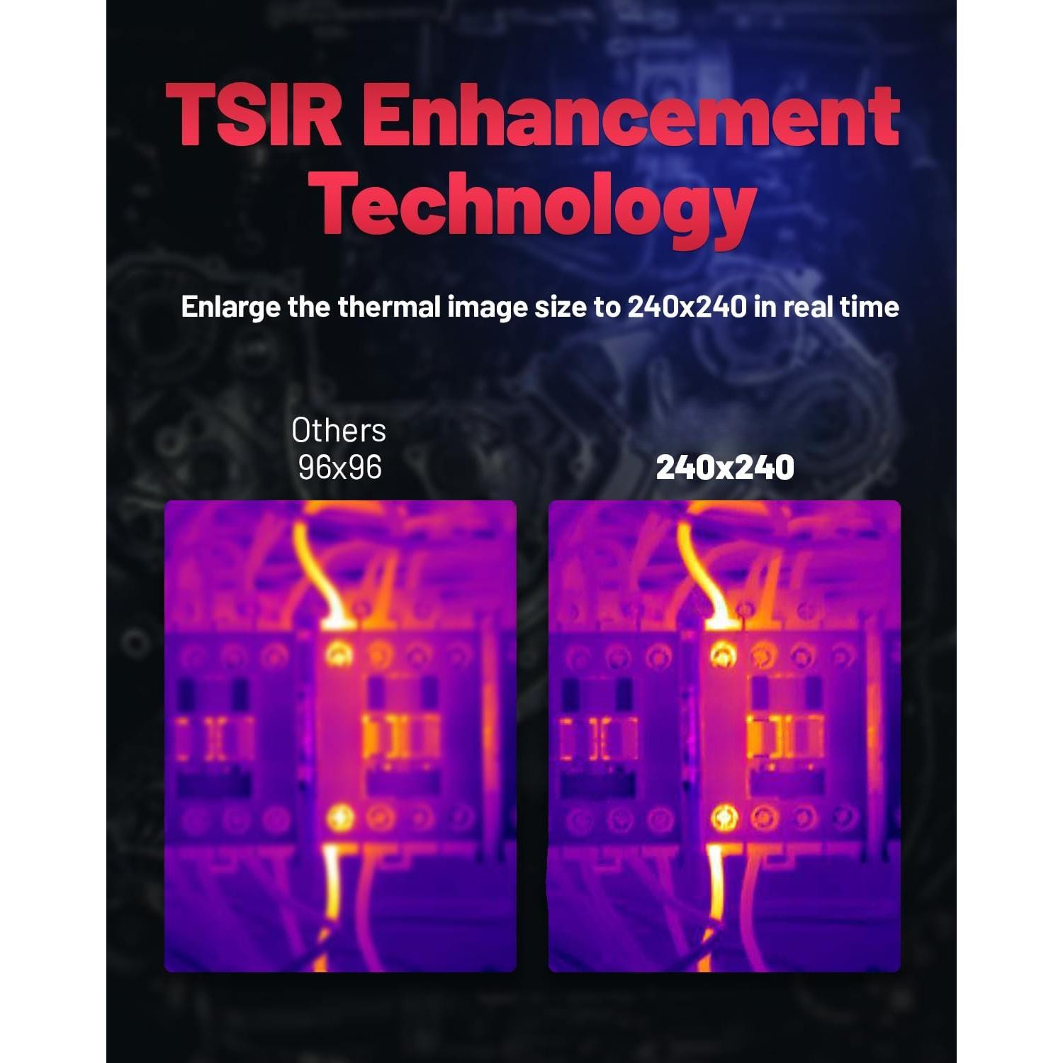 Thermal Camera, 240 x 240 TSIR Imaging Resolution, -4?F to 1022?F, 18-Hour  Life, 25Hz Mini Handheld  Camera, 2.8" Screen, LED Lamp, 16 GB, Temp , Auto Shutdown, IP54