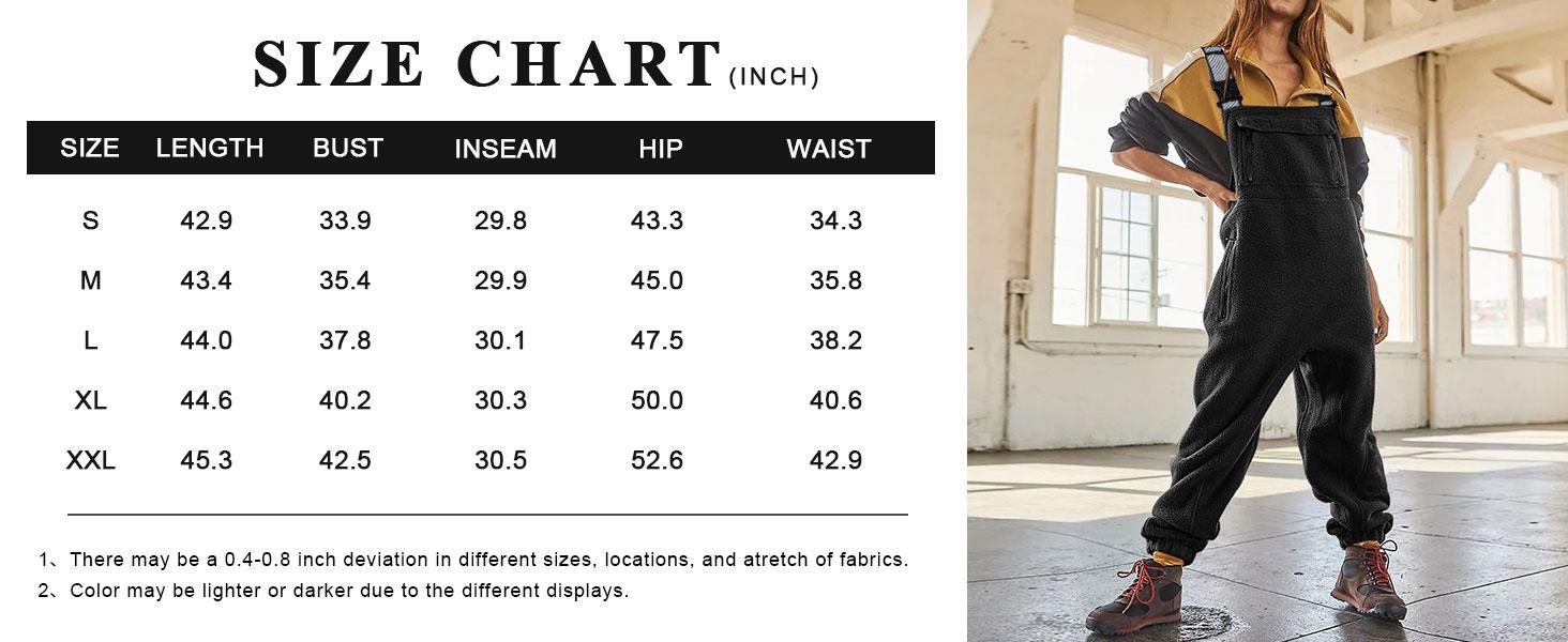 Yeokou Women  Fleece Overalls One-piece Bibs Jumpsuits Adjustable Suspender Straps Warm Winter Fuzzy Ski Pants