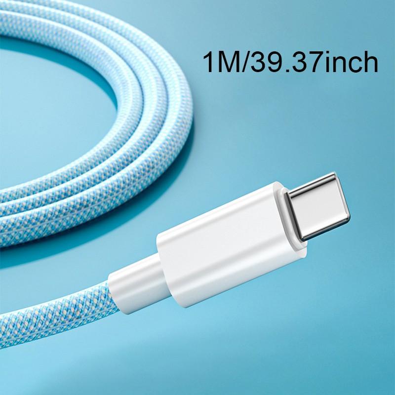 60w Type C Data Cable, Braided Charger, Long 1m Fast Charging Cable, Ultra-Fast Type C Adapter for Smartphones and Mobile Devices