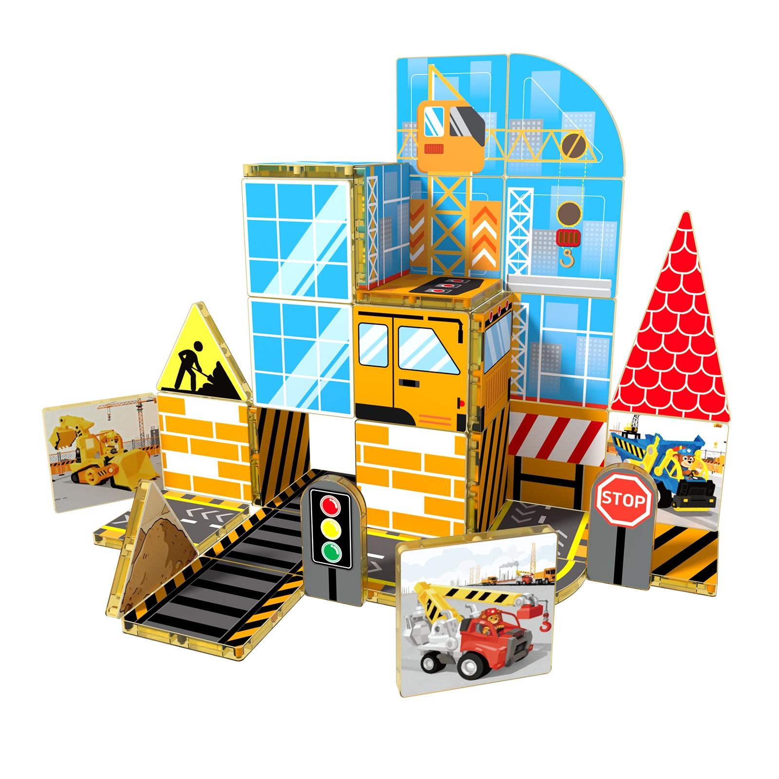 48pcs/52pcs Magnetic Tiles, Animal Farm Building Blocks, Stem Educational Toy, Creative Puzzle Board, Birthday Gift for Kids Ages 3-12