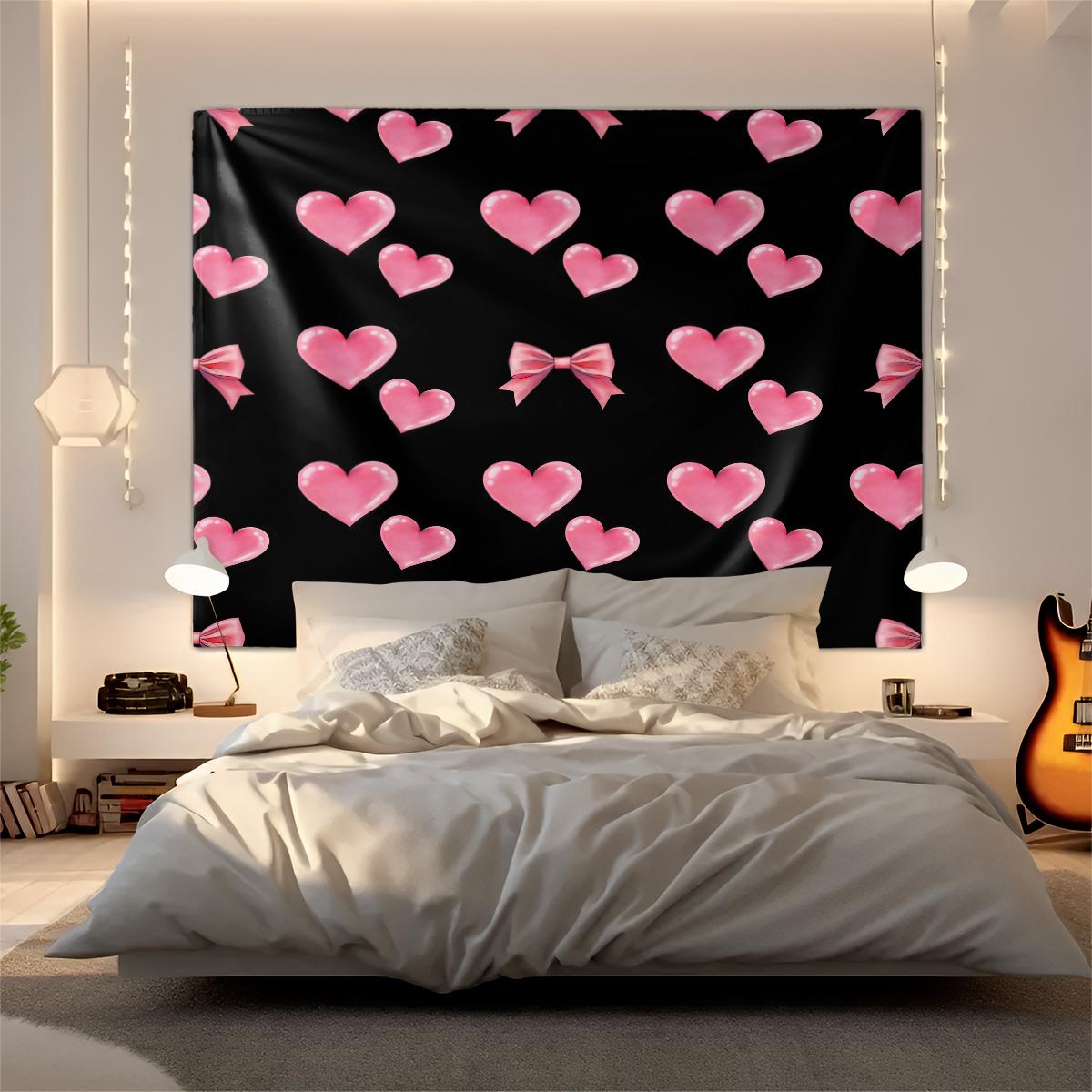 1Pcs Coquette Pink Bow Printed Tapestry, Sweet Y2K Aesthetic Wall Hanging, Soft Durable Fabric with Vivid Digital Print, Versatile Tapestries for Bedroom, Dorm, Living Room & Vanity Area, Ideal Cute Room Decor