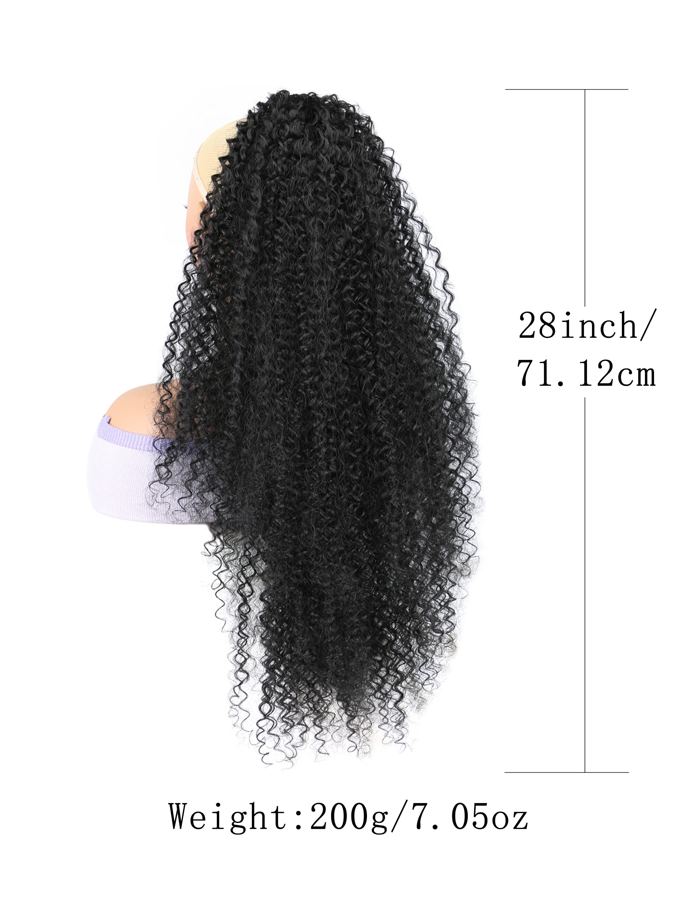 28 Inch Adjustable Drawstring Ponytail for Women, Afro Kinky Curly Ponytail Extension, Deep Curly Synthetic Hair Hairpieces, Daily Use