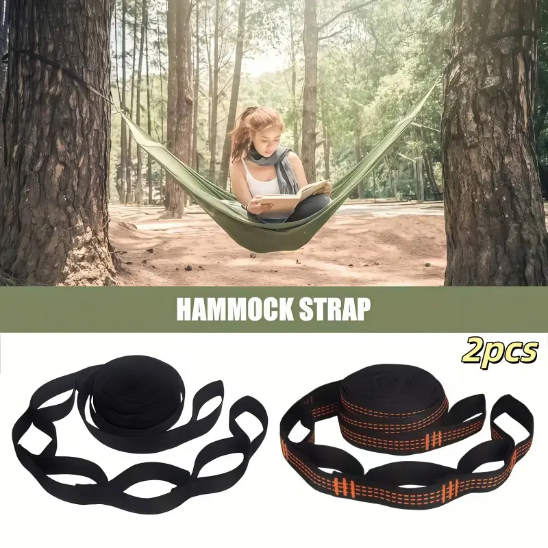 2 High-Strength Hammock Straps, Heavy-Duty Tree Swing Ropes (800 Lbs), Ideal for Camping, Hiking, Picnics, Backyard, Park