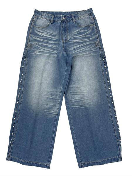 Men's Light Blue Washed Straight Leg Jeans, Vintage Y2K Style, Simple Versatile Denim Jeans, Suitable for All Seasons
