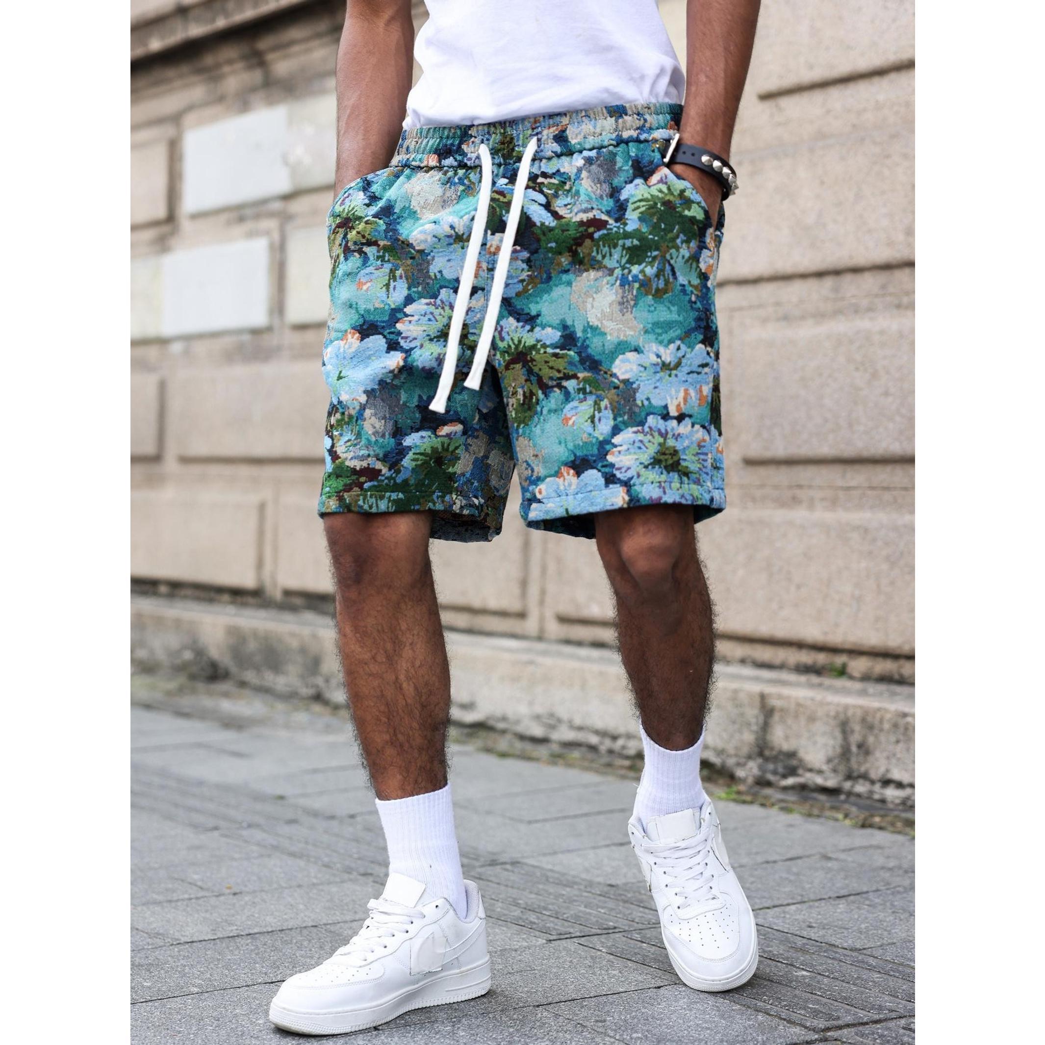 2026 new men's casual overalls shorts men's American casual pants European and American fashion loose men's fancy pants.