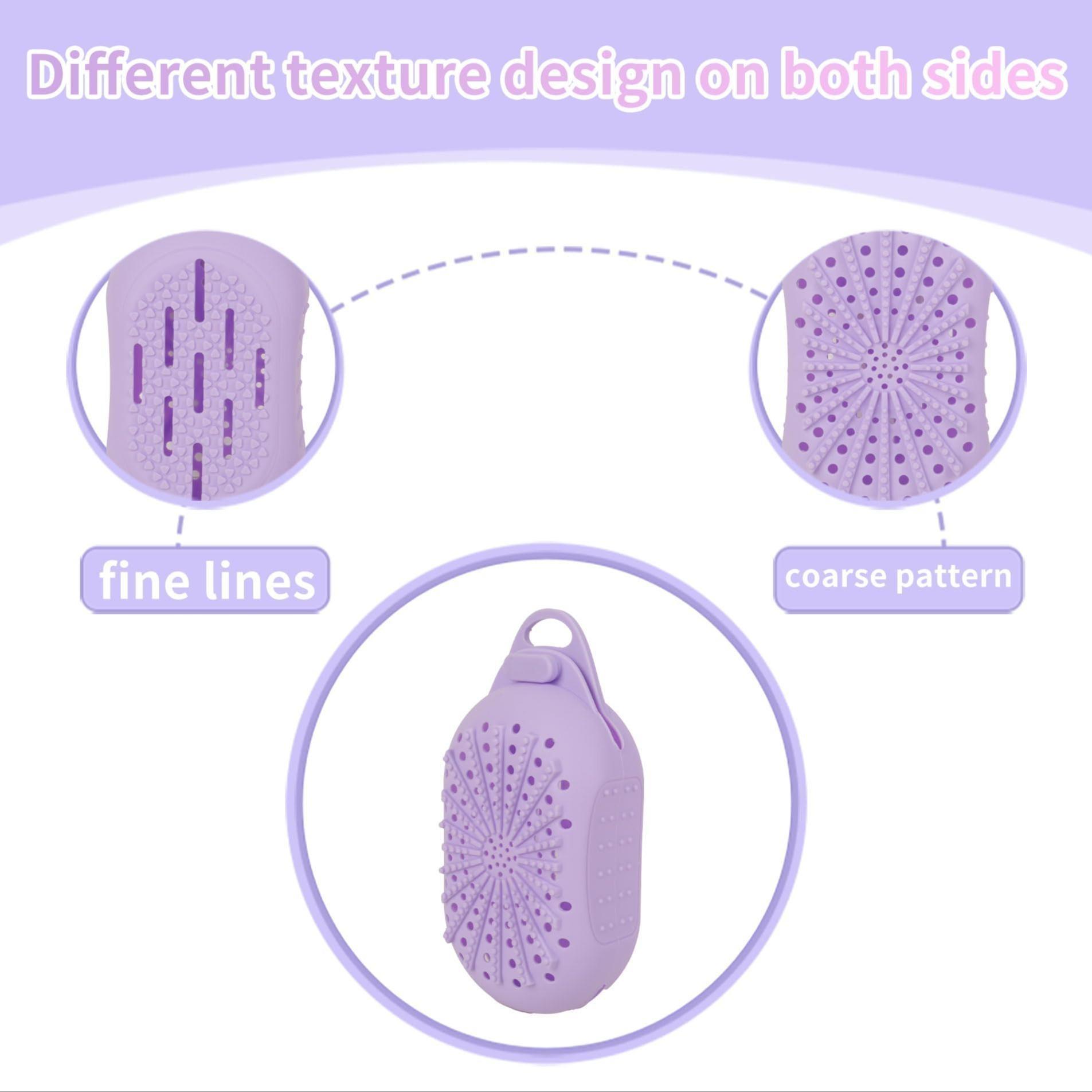 Silicone Soap Bag, Fast Drying Anti-Mold Design, Different Roughness Sides, Exfoliating Sponge Loofah Bag, Body Scrubber, Reusable, Bathroom Storage