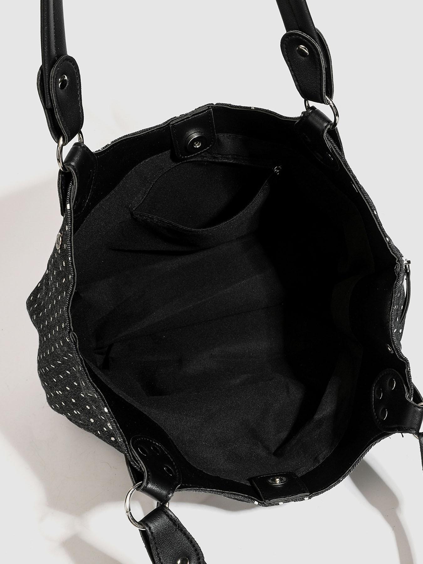 Vintage Korean Style Dot Pattern Tote Bag, Fashionable Large Capacity Shoulder Bag, Versatile College Wind Women's Backpack