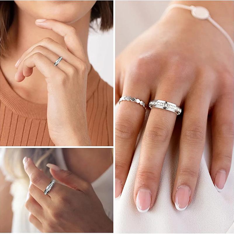 Rexviao Women's Non-Tarnish Tarnish-Proof Titanium Steel Spinner Fidget Rings with Cubic Zirconia, Comfort-Fit Anxiety Relief Jewelry (Sizes 5-12), Love Gift Accessory, Non Tarnish Jewelry, Tarnish Proof Jewelry Rexviao Women's Non-Tarnish Tarnish-Proof Titanium Steel Spinner Fidget Rings with Cubic Zirconia, Comfort-Fit Anxiety Relief Jewelry (Sizes 5-12), Love Gift Accessory, Non Tarnish Jewelry, Tarnish Proof Jewelry