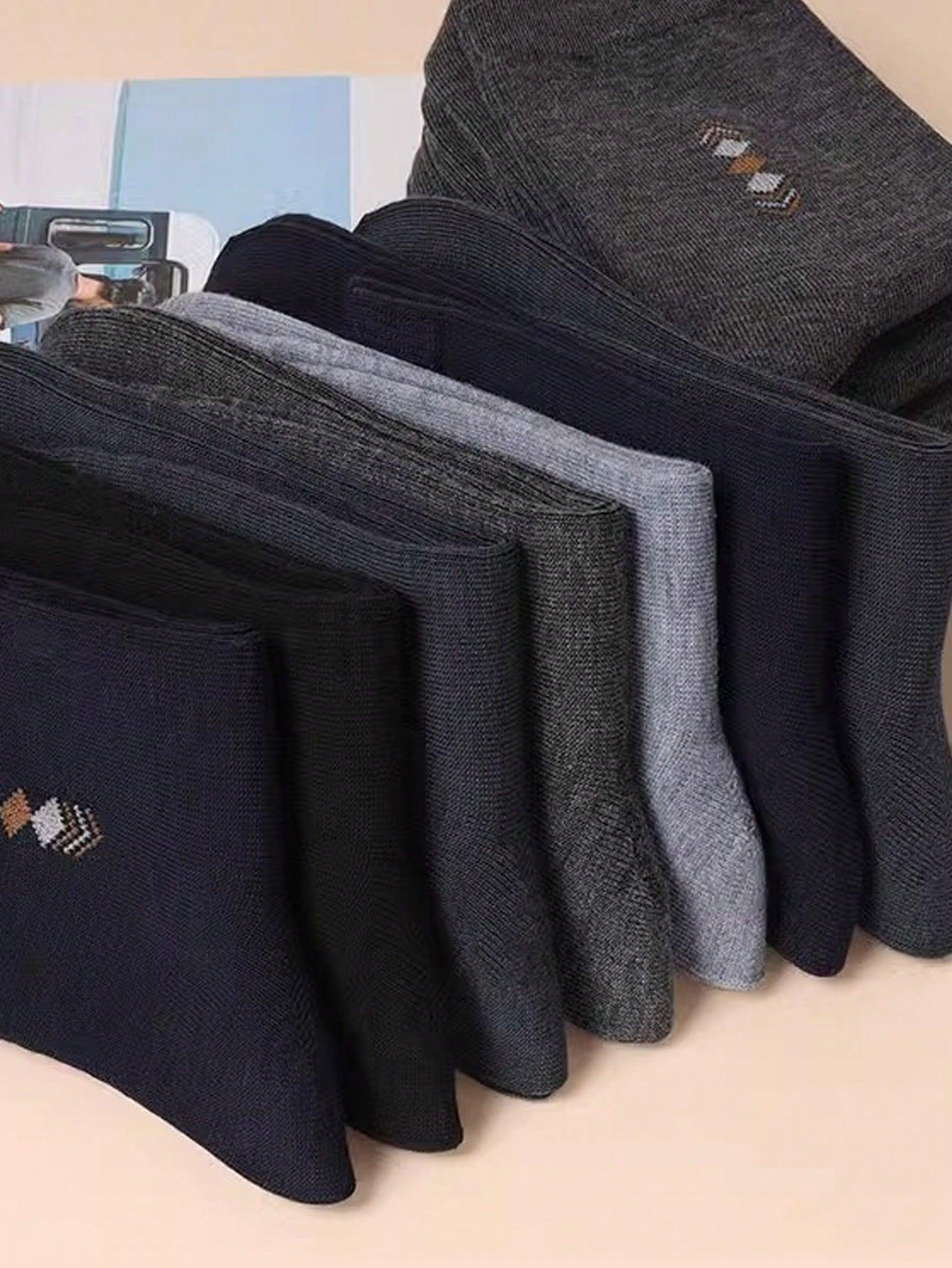 5 Pairs Men's Fall Winter Crew Socks, Soft Comfortable Checked Pattern, Ideal Gift for Running, Sports, Hiking, Casual Style