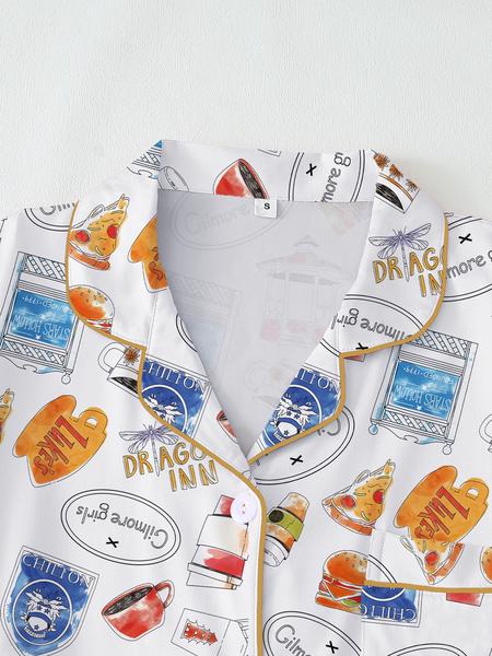 Gilmore Girls Matching Pajamas Set， Women's Cozy Fleece Loungewear, Long Sleeve Top ，Elastic Waist Pants， Cute Stars Hollow Themed Christmas Gift.