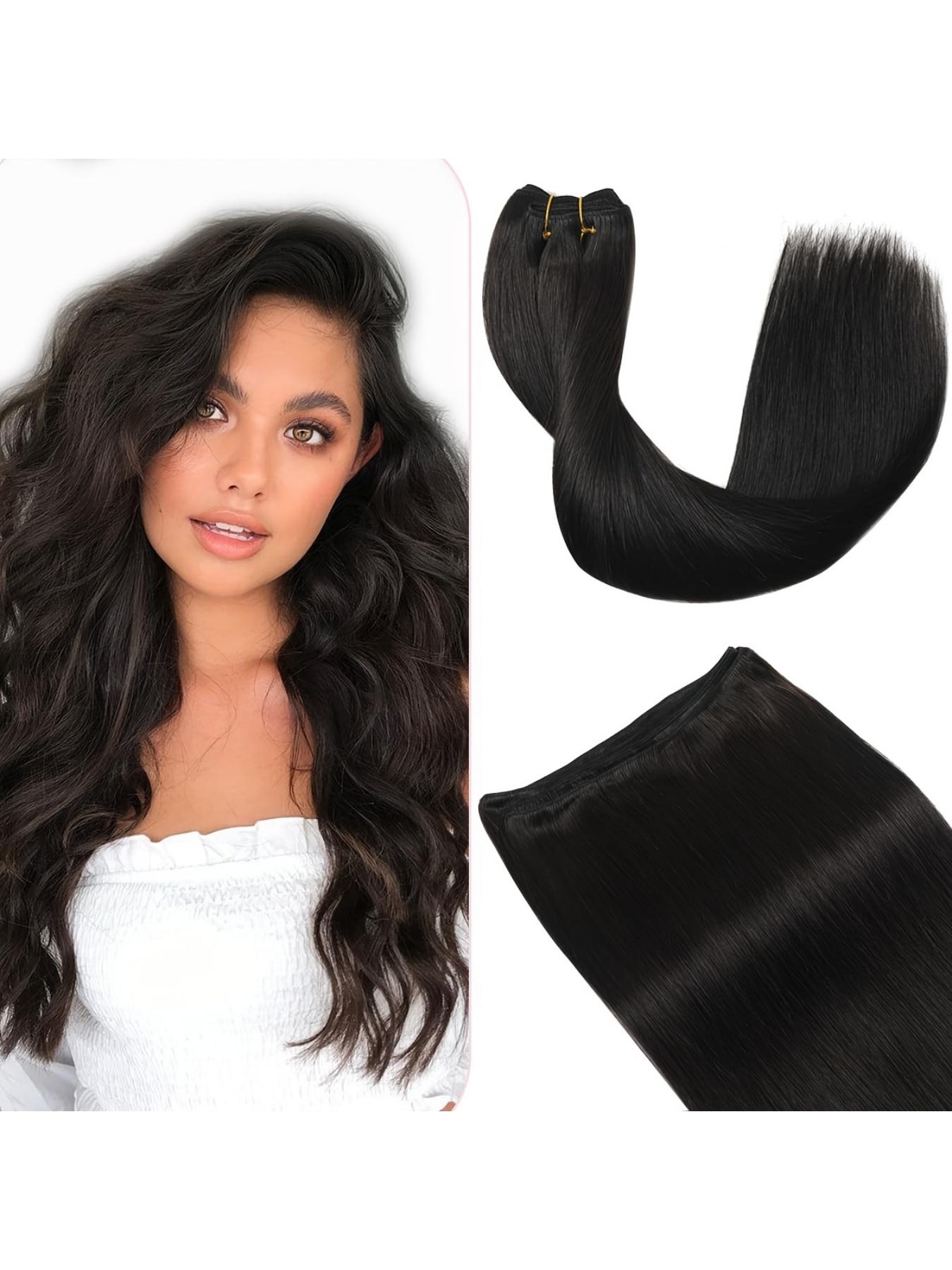 Natural Human Hair Weft Sew in Hair Bundles, Real Machine Made, Invisible Extension, 50g/bundle, for Women & Girls, All Occasions