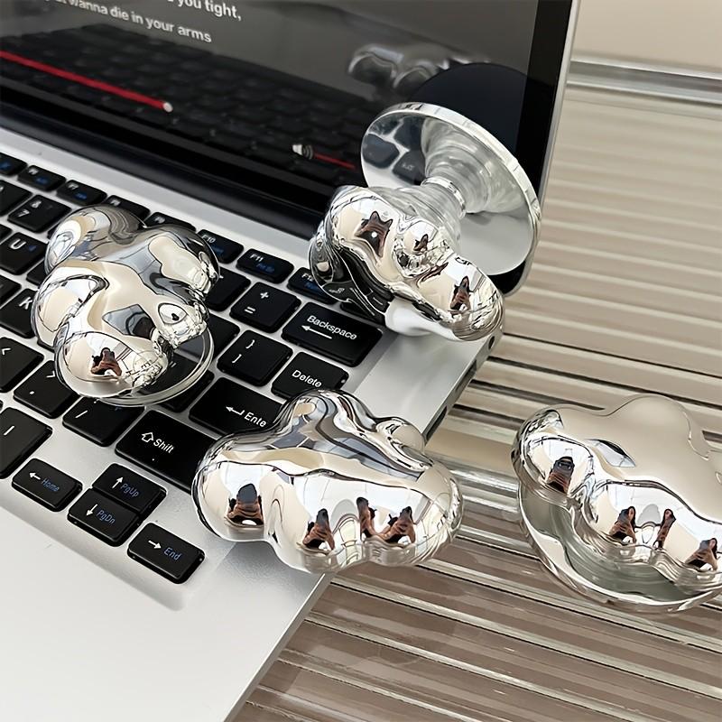 Advanced Electroplated Silver Cloud Magnetic Lazy Phone Stand, Foldable and Extensible Handle, Detachable Back Handle, Ideal Gift