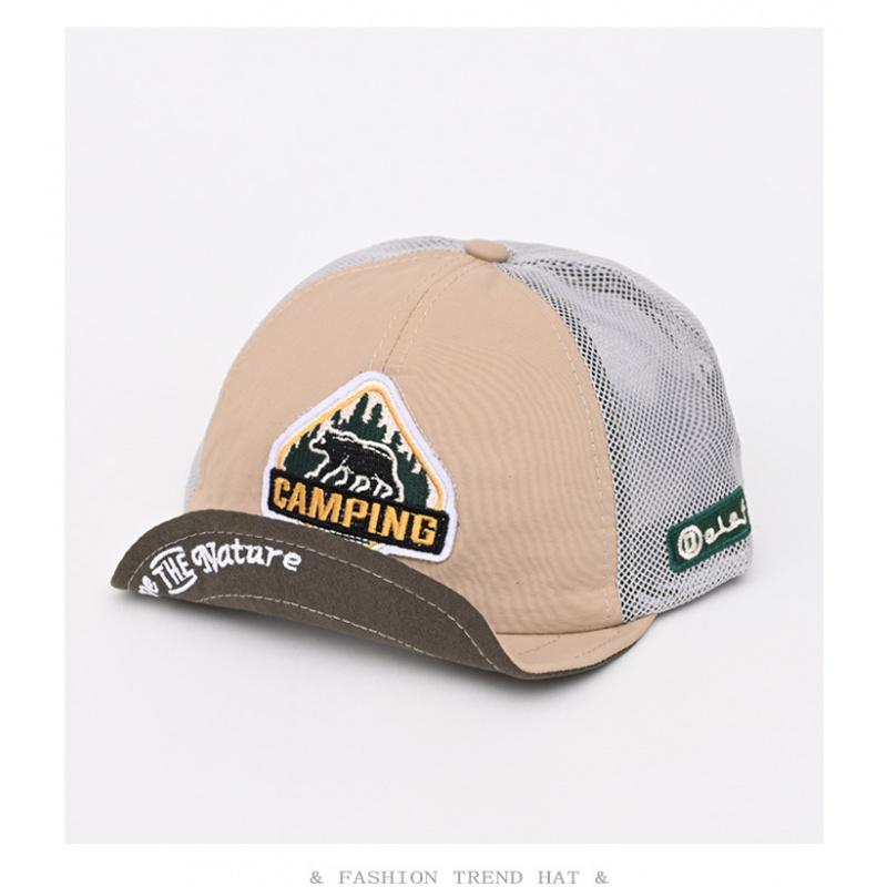 American retro style rolled brim short-brim mesh baseball cap for men and women, summer outdoor sunshade, quick-dry, breathable, sun-protective, soft-brimmed baseball cap