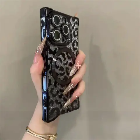 Compatible with for iPhone 18 Pro Max/18pro/ 18/17 Pro Max/16 Pro/15 Pro/14/13 Glitter Leopard Print phone case - HN1217-10