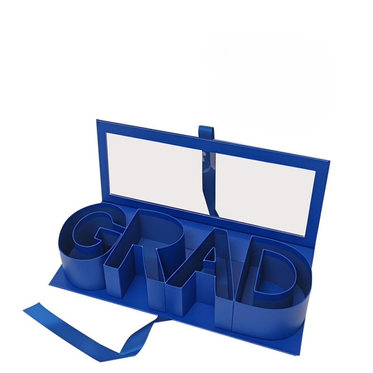 2026 Graduation Season DIY Letter Gift Box, GRAD Shaped Fillable Paper Gift Box, Graduation Bouquet Packaging Card Holder Keepsake Bracelet Box, Great for High School and College Graduation Gifts