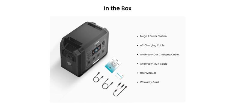 OUPES Mega 1, 2000W 1024Wh Portable Power Station, LiFePO4 Battery, Solar Generator, 1 Hour Fast Charging, for Home Backup Power, Camping