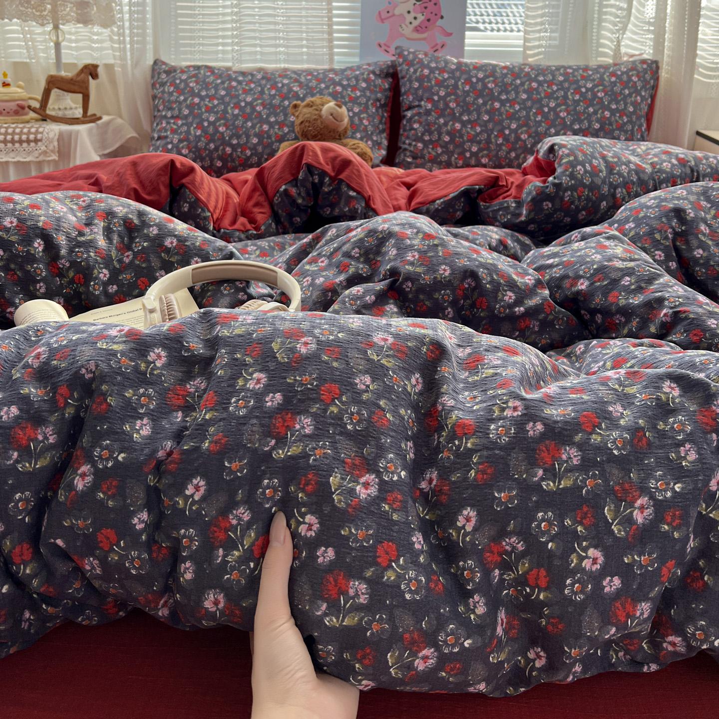 4pcs Double Layer Soft Bedding Set, Cartoon Sheet Set, Single Person Three-Piece, Suitable for Bedroom, Guest Room, Dormitory