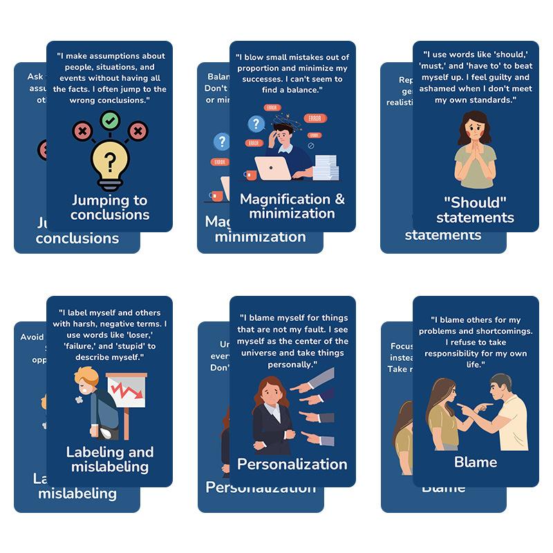 Cognitive Distortion Flashcards Mind Trap 50 Solutions Psychological Flash Cards, Improve Critical Thinking Skills, Mental Health Tools