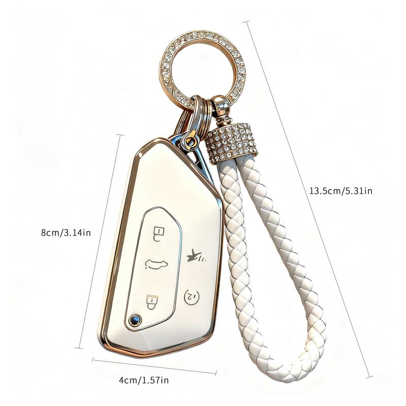 for VW Atlas Key Fob Cover Premium TPU Car Remote Case Holder Keychain Compatible for Volkswagen ID4 MK8 Golf GTI 2025 2024 -Black White