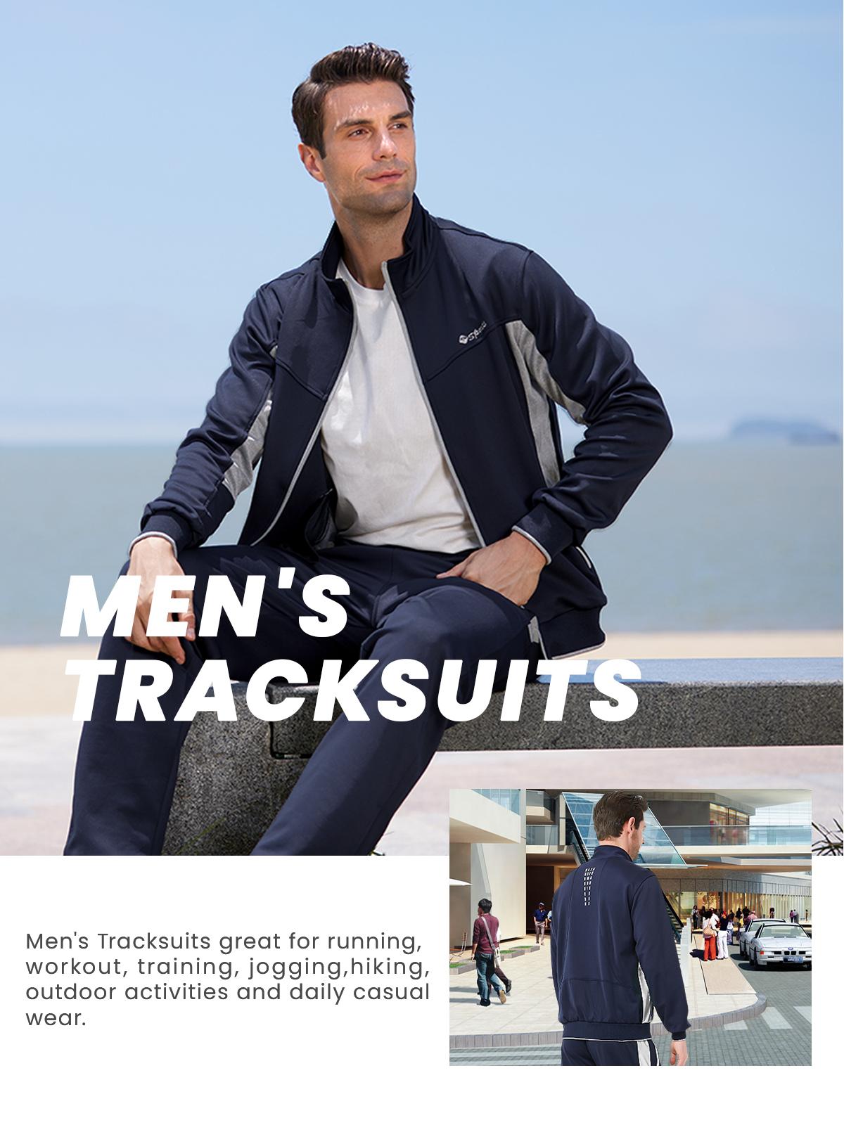 GOPUNE Men's Fall  and Winter Outfits Tracksuits Sweatsuits 2 Pieces Casual Athletic Jogging Warm Up Full Zip Long Sleeve Sports Outerwear Breathable Activewear