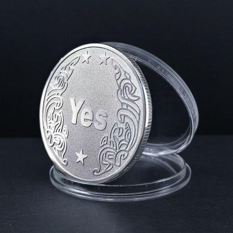 2 New Yes or No Decision Coins, Alloy Material, Lucky Wish Coin, Creative Gift Memorial Coin, Unique High-End Gift