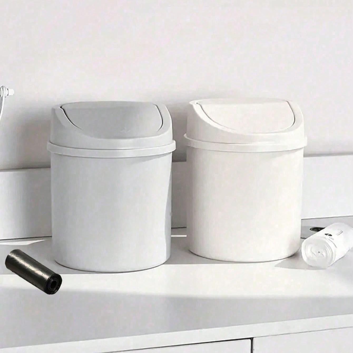 Mini Garbage Bin, Trash Storage Can, Covered Trash Can, Desktop Trash Can, Plastic Desktop Waste Paper Basket, To Prevent Odor Leakage, Storing Fruit Peel, Paper Scraps On Desk To Keep Tidy, For Office Desk Decor, Coffee Table, Office, Living Room, Study