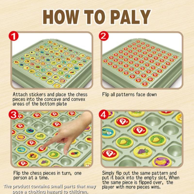 Family Fun Memory Flip Chess Set, Improves Memory Skills, Perfect for Christmas Parties, Suitable for 3-4 Players, Indoor Party Toy