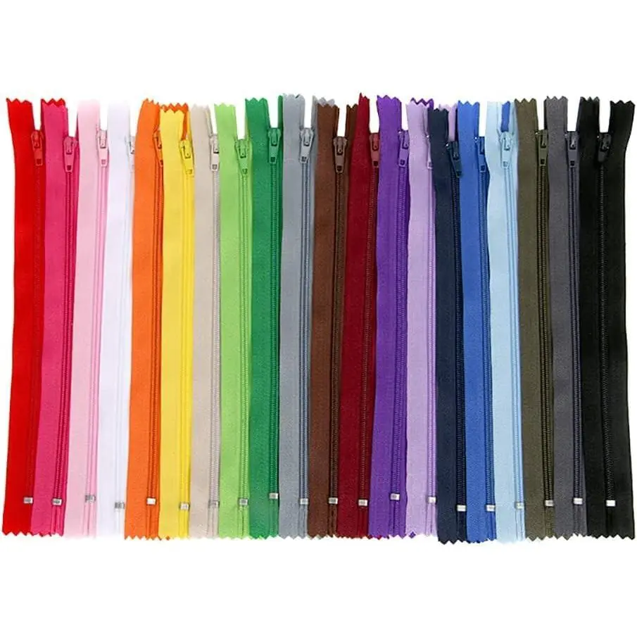 20 count Nylon Coil Zippers Colorful Craft Zippers Sewing Zipper for Making Bags Pouches Fasteners (12 Inch