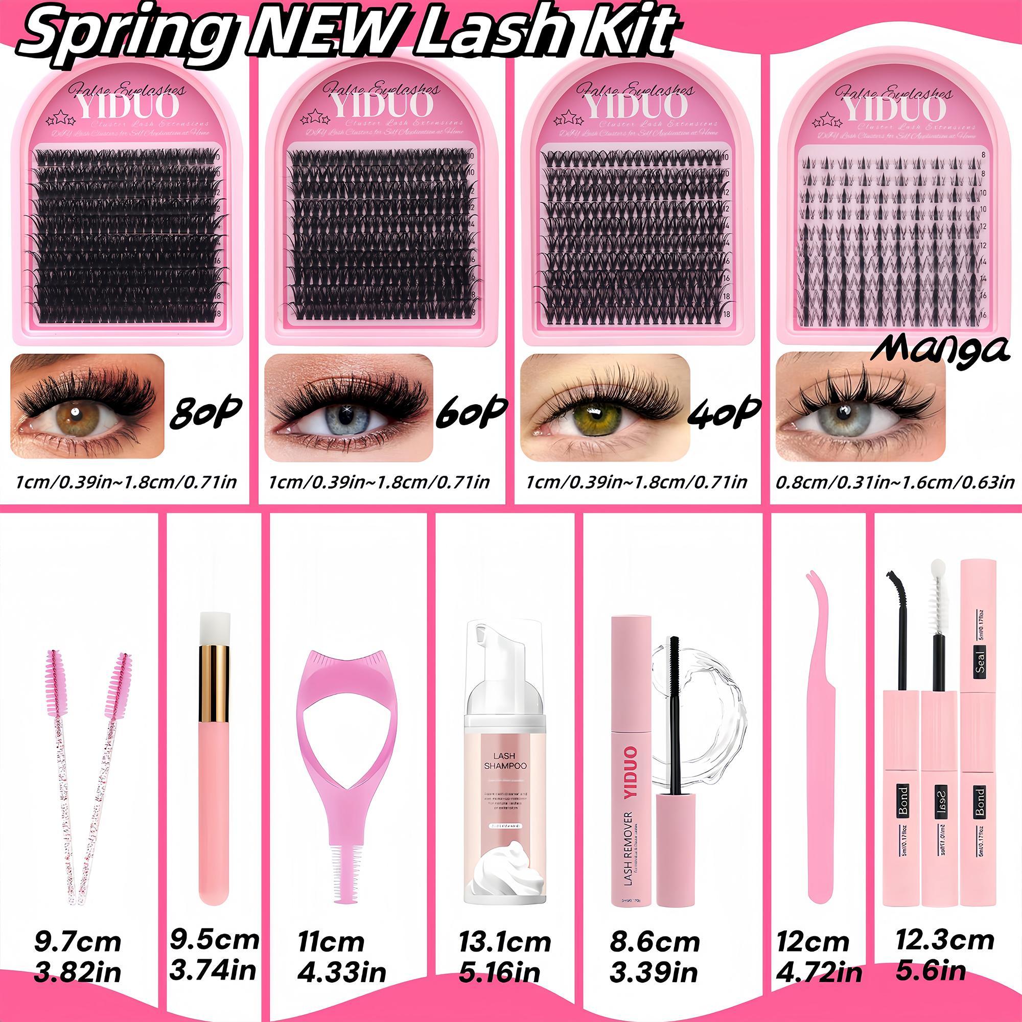 Eyelash Extension Gift Set Extra-Large Volume Eyelash Cluster Kit 4 Styles: Cartoon, Natural, Volume Single-Cluster Lash Extensions with Lash Bond and Seal Tweezers Remover Eyelash Brush DIY at Home Easily Lash Glue Seal Eyelash Extension Gift Set Extra-Large Volume Eyelash Cluster Kit 4 Styles: Cartoon, Natural, Volume Single-Cluster Lash Extensions with Lash Bond and Seal Tweezers Remover Eyelash Brush DIY at Home Easily Lash Glue Seal
